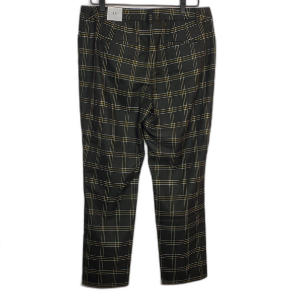 NWT WHBM Slim Ankle Pant Size 10 Black, White, Marigold Plaid - Picture 2 of 14